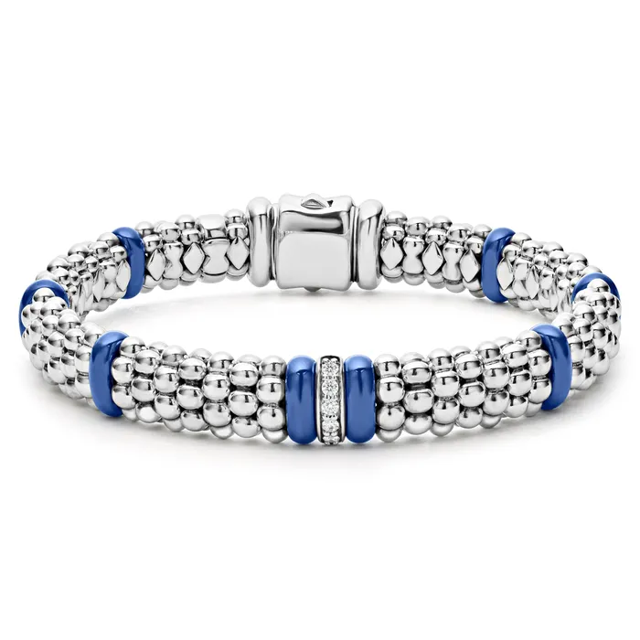 Bracelets LAGOS Blue Caviar Ultramarine Single Station Diamond Caviar Bracelet 9mm