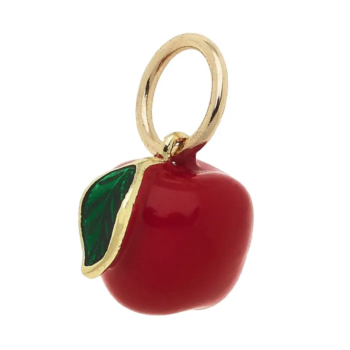 Canvas Apple Enamel Charm in Red Charm Necklaces