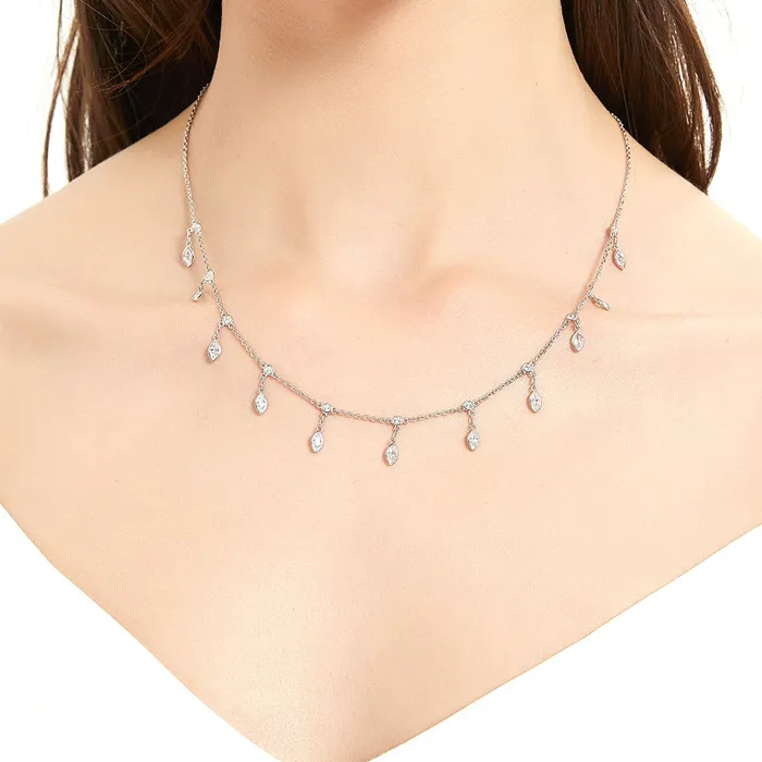 CZ by Yard Station Necklace in Sterling Silver BERRICLE Necklaces