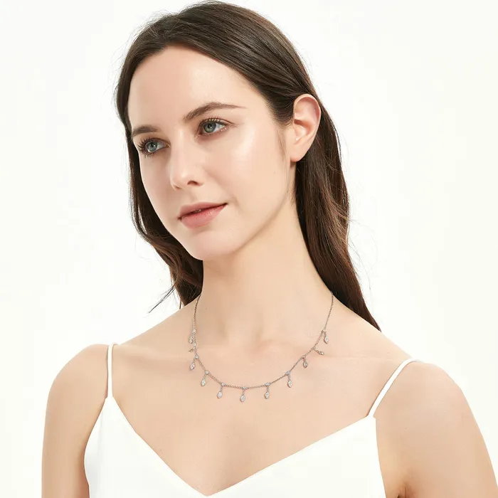 CZ by Yard Station Necklace in Sterling Silver BERRICLE Necklaces