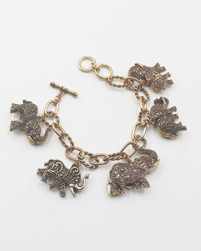 Diamond Cut Elephant Charm Bracelet 050522 Bracelets