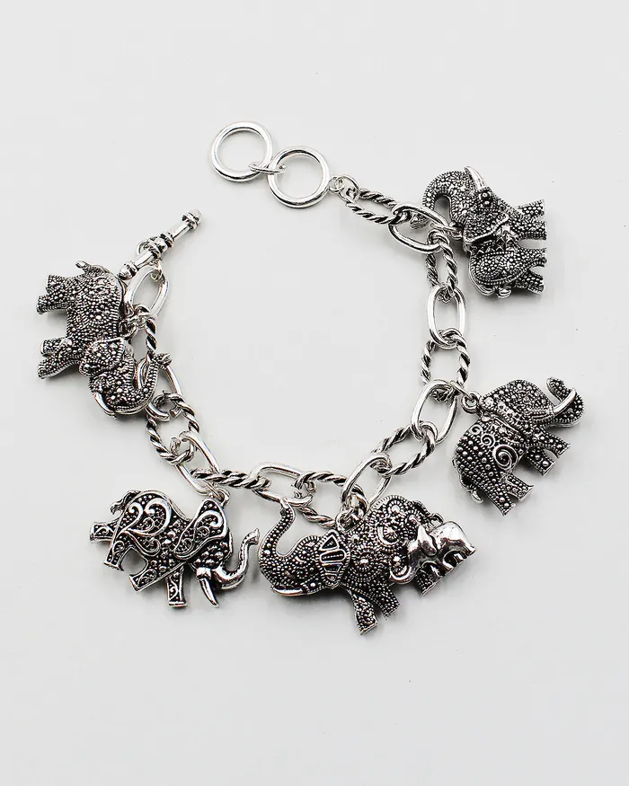 Diamond Cut Elephant Charm Bracelet 050522 Bracelets Diamond Cut Elephant Charm Bracelet 050522 Bracelets