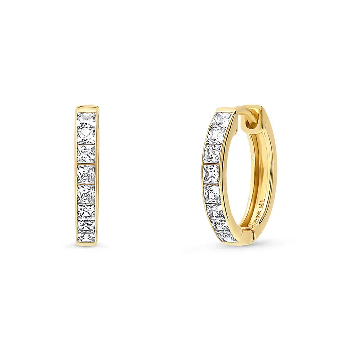 Earrings BERRICLE Bar CZ Medium Hoop Earrings in Gold Flashed Sterling Silver Earrings BERRICLE Bar CZ Medium Hoop Earrings in Gold Flashed Sterling Silver