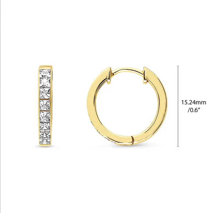 Earrings BERRICLE Bar CZ Medium Hoop Earrings in Gold Flashed Sterling Silver