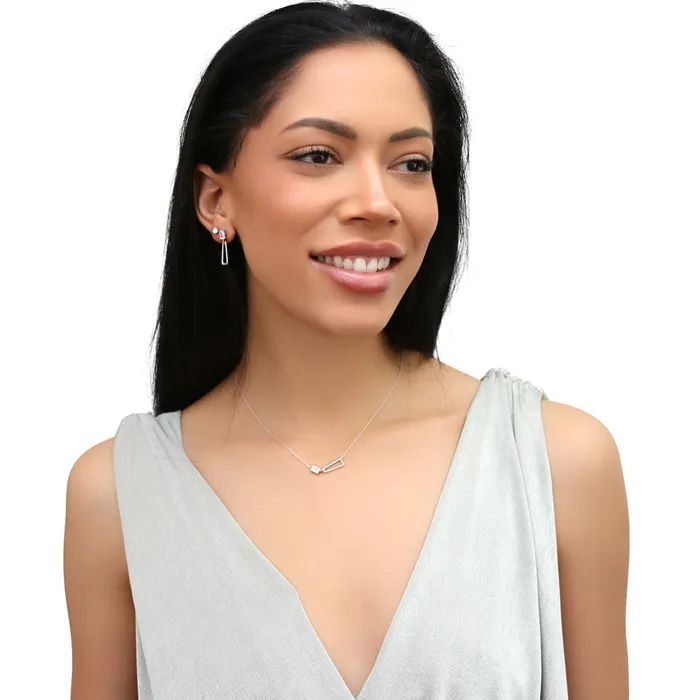 Earrings BERRICLE Cable Trapezoid CZ Earrings in Sterling Silver