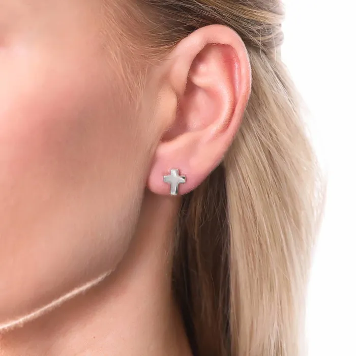 Earrings BERRICLE Cross Square Stud Earrings in Sterling Silver 2 Pairs