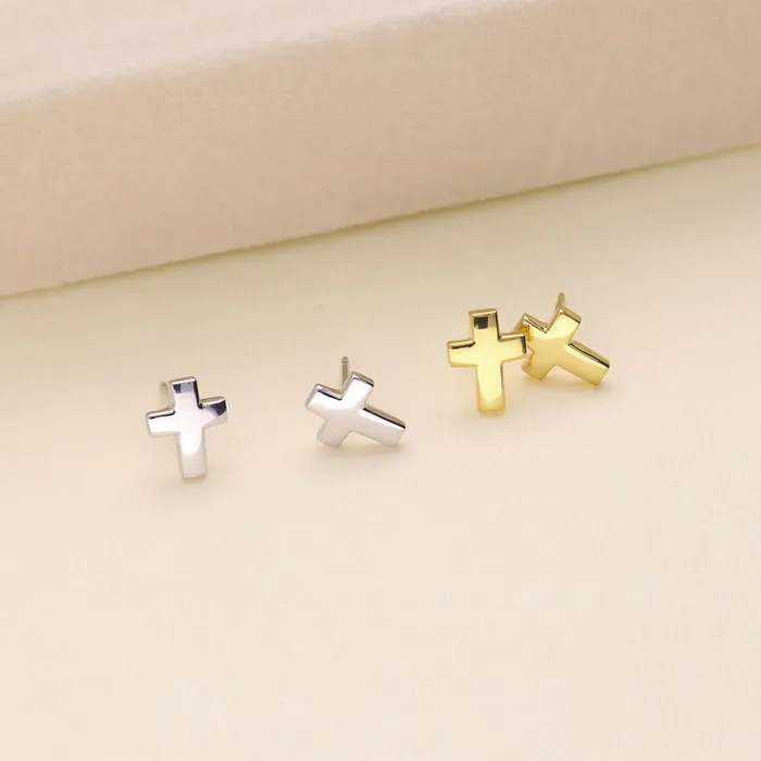Earrings BERRICLE Cross Square Stud Earrings in Sterling Silver 2 Pairs