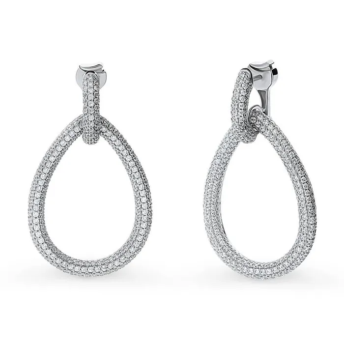 Earrings BERRICLE Teardrop CZ Dangle Earrings in Sterling Silver