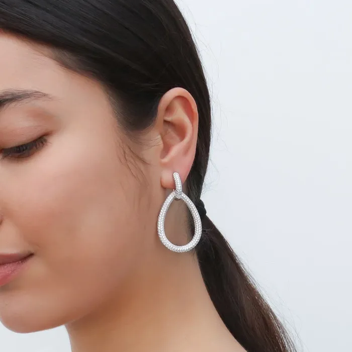 Earrings BERRICLE Teardrop CZ Dangle Earrings in Sterling Silver