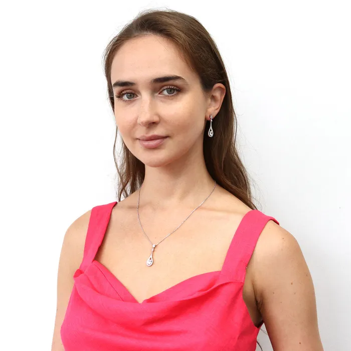 Earrings BERRICLE Teardrop CZ Dangle Earrings in Sterling Silver
