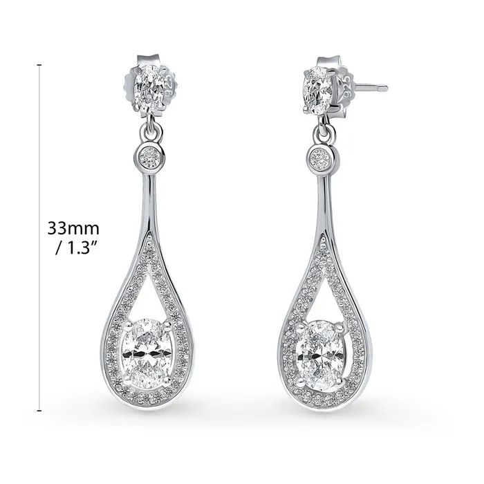 Earrings BERRICLE Teardrop CZ Dangle Earrings in Sterling Silver