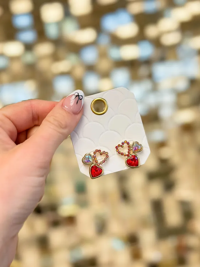 Earrings Heart Trio Stud Earrings Red Prep Obsessed FP