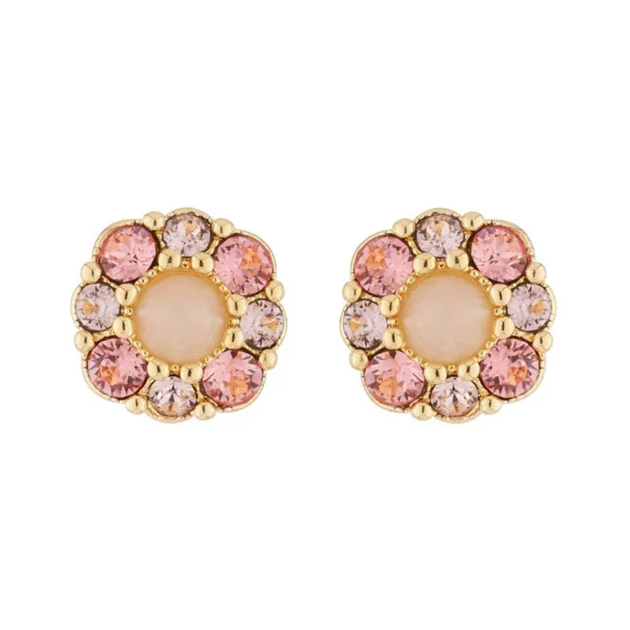 Earrings Les Nereides Les NereidesFlower And Pink Rhinestone Clip On EarringsOne Size Earrings Les Nereides Les NereidesFlower And Pink Rhinestone Clip On EarringsOne Size