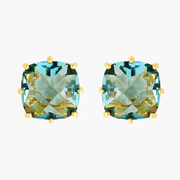 Earrings Les Nereides Les Nereides La Diamantine Acqua Azzura Square Stone Stud Earrings