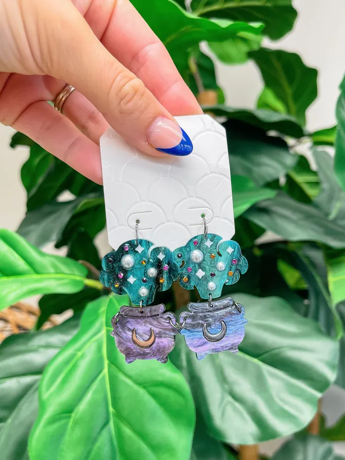 Earrings Prep Obsessed FP Spooky Cauldron Dangle Earrings Green