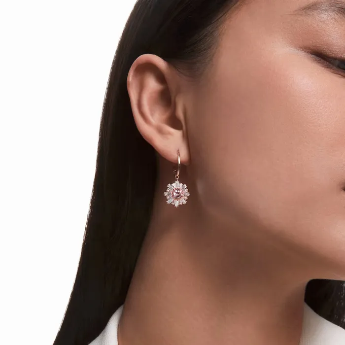 Earrings Swarovski Sunshine Hoop Earrings Pink Rose goldtone plated Swarovski