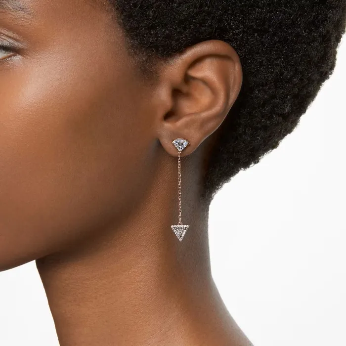 Earrings Swarovski Swarovski Ortyx Drop EarringsTriangle cut Asymmetric design White Rose goldtone plated ONE SIZE