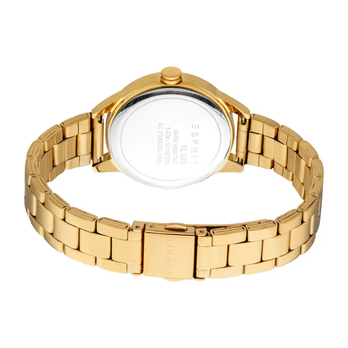 ESPRIT Womens Watch Gold Color Case with Dark Green Silver Glitter Dial 3 Hands 5 ATM Esprit Watches ESPRIT Womens Watch Gold Color Case with Dark Green Silver Glitter Dial 3 Hands 5 ATM Esprit Watches