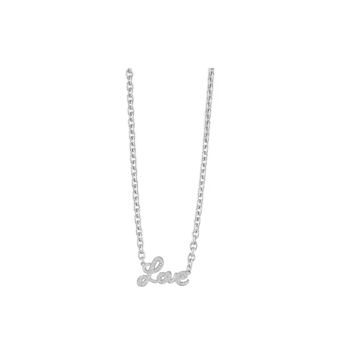 Guess Necklace Silver Color With Love Lock Crystal Design Guess Necklaces