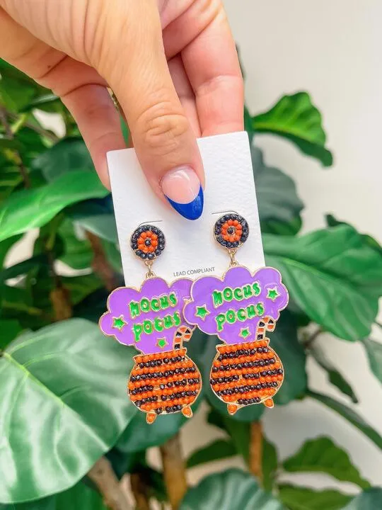 Hocus Pocus Enamel Cauldron Dangle Earrings Prep Obsessed WT Earrings