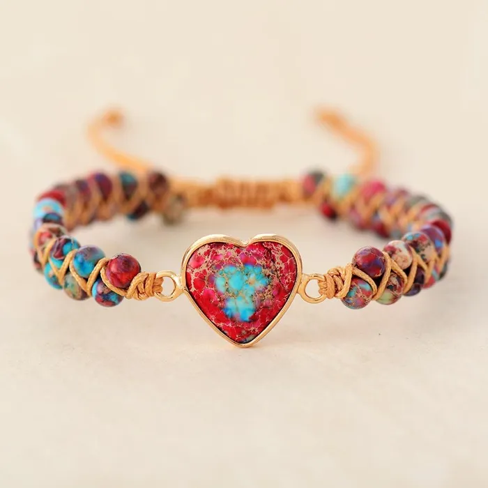 Jasper Heart Charm Wrap Bracelet WickedAF Bracelets