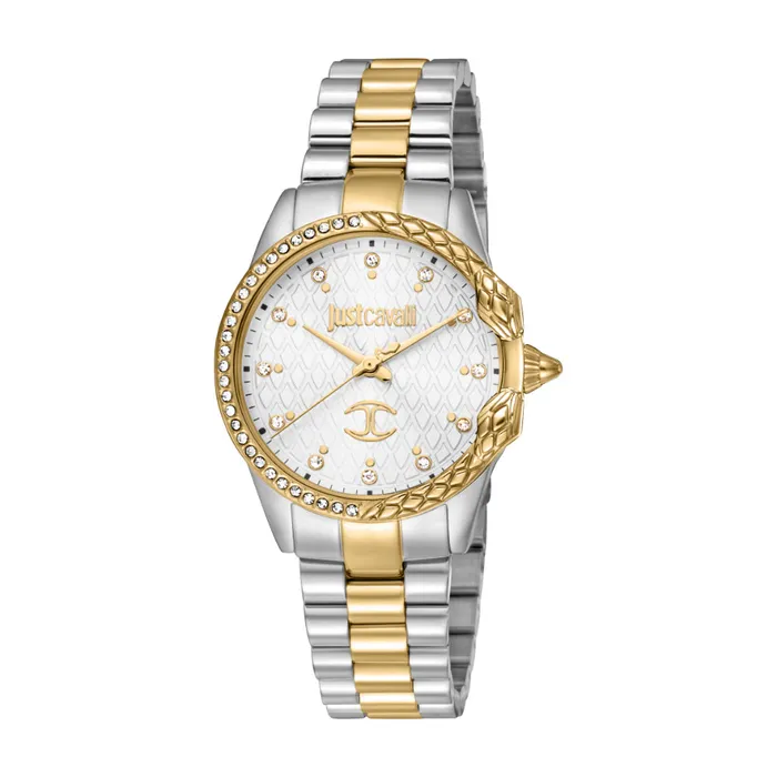 Just Cavalli Womens Two Tone Silver Gold Color Watch with Silver Dial and Metal Bracelet Just Cavalli Bracelets Just Cavalli Womens Two Tone Silver Gold Color Watch with Silver Dial and Metal Bracelet Just Cavalli Bracelets