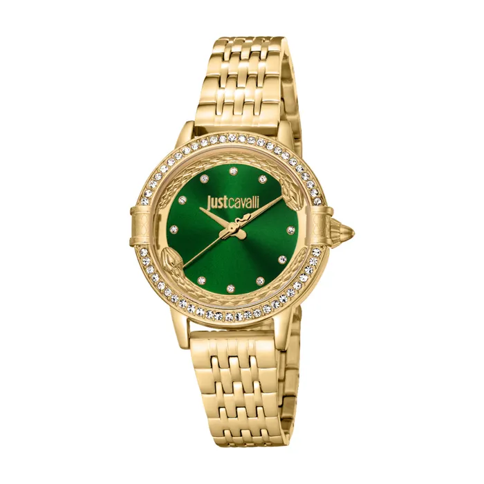 Just Cavalli Womens Watch Gold Color Case Dark Green Dial Gold Color Metal Bracelet Just Cavalli Bracelets Just Cavalli Womens Watch Gold Color Case Dark Green Dial Gold Color Metal Bracelet Just Cavalli Bracelets
