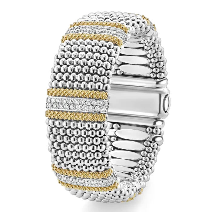 LAGOS Bracelets Caviar Lux Five Station Diamond Caviar Bracelet 23mm LAGOS Bracelets Caviar Lux Five Station Diamond Caviar Bracelet 23mm