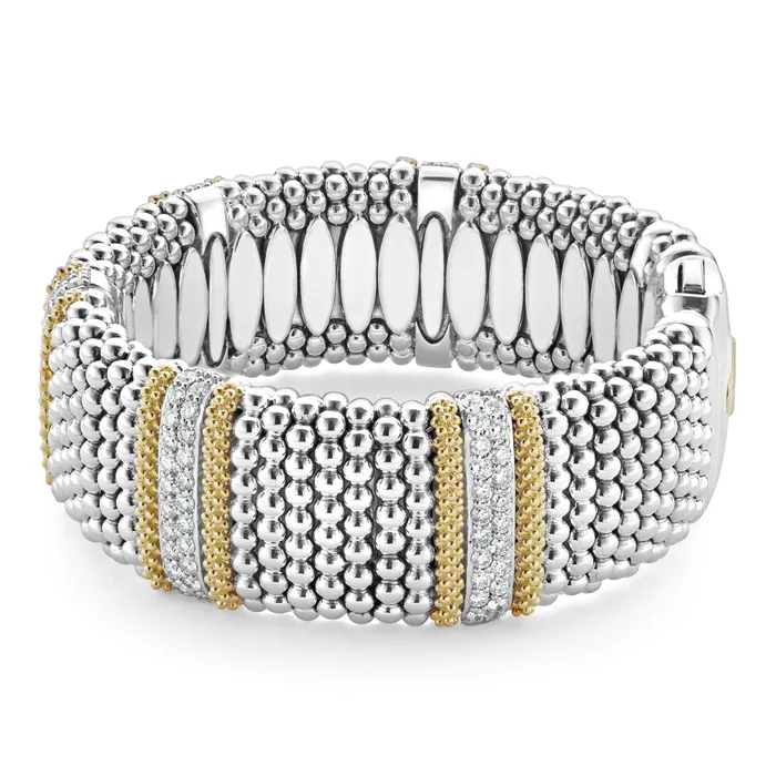 LAGOS Bracelets Caviar Lux Five Station Diamond Caviar Bracelet 23mm LAGOS Bracelets Caviar Lux Five Station Diamond Caviar Bracelet 23mm
