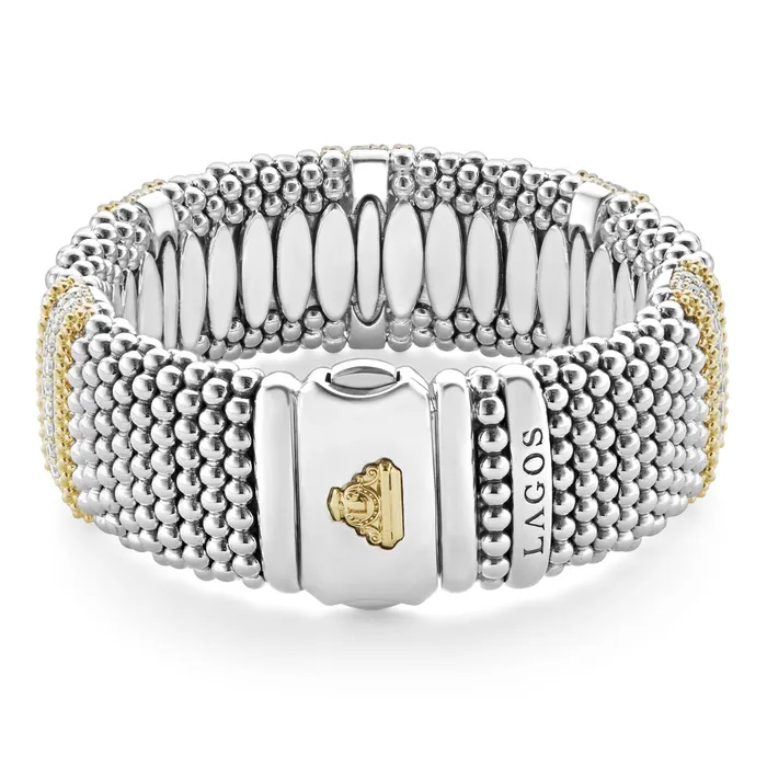 LAGOS Bracelets Caviar Lux Five Station Diamond Caviar Bracelet 23mm LAGOS Bracelets Caviar Lux Five Station Diamond Caviar Bracelet 23mm