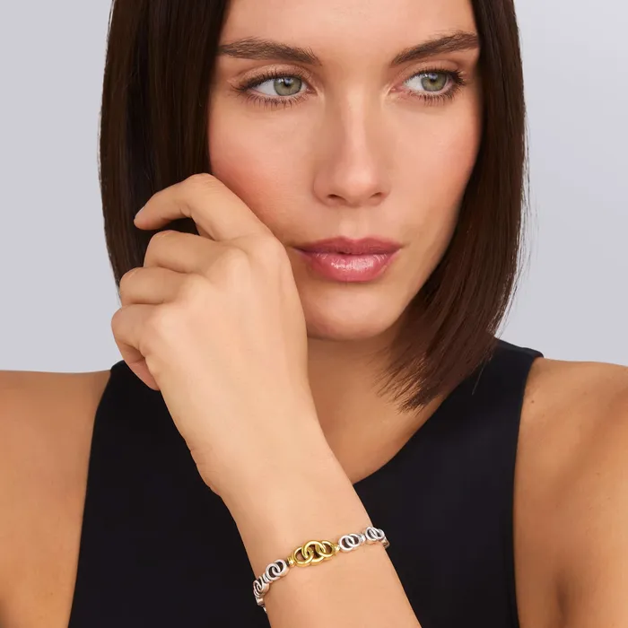 LAGOS Bracelets Signature Caviar TwoTone Interlocking Link Bracelet LAGOS Bracelets Signature Caviar TwoTone Interlocking Link Bracelet