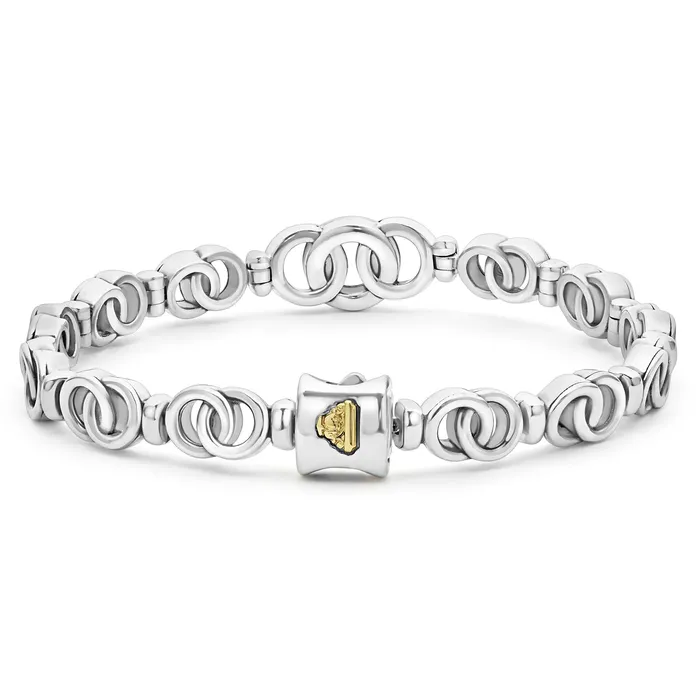 LAGOS Bracelets Signature Caviar TwoTone Interlocking Link Bracelet LAGOS Bracelets Signature Caviar TwoTone Interlocking Link Bracelet