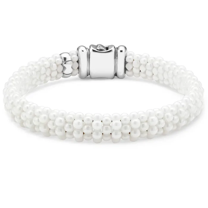 Lagos Bracelets White Caviar White Ceramic Beaded Bracelet 9mm