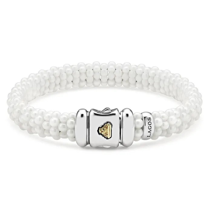Lagos Bracelets White Caviar White Ceramic Beaded Bracelet 9mm