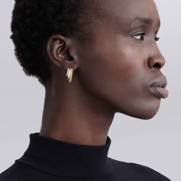 LAGOS Earrings Caviar Lux TwoTone Three Ring Diamond Hoop Earrings