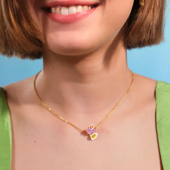 LES NEREIDES Bog Arum And Pink Stone Statement Necklace Les Nereides Necklaces LES NEREIDES Bog Arum And Pink Stone Statement Necklace Les Nereides Necklaces