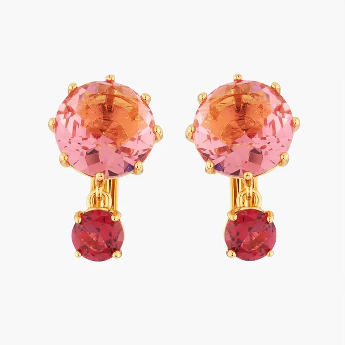 Les Nereides Earrings Les Nereides Round Pink And Red Stones La Diamantine Multicoloured ClipOn Earrings