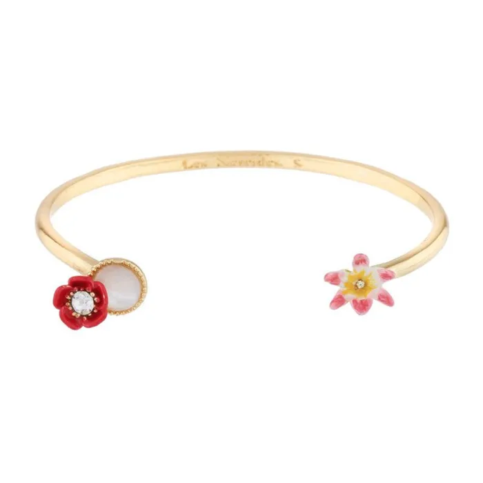 Les Nereides Poppy White Flower And MotherOfPearl Bangle Bracelet Les Nereides Bracelets