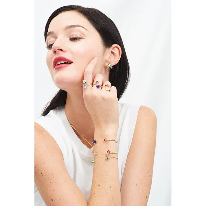 Les Nereides Poppy White Flower And MotherOfPearl Bangle Bracelet Les Nereides Bracelets