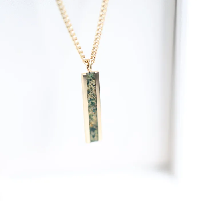 Moss Agate Mens Bar Necklace Capucinne Necklaces