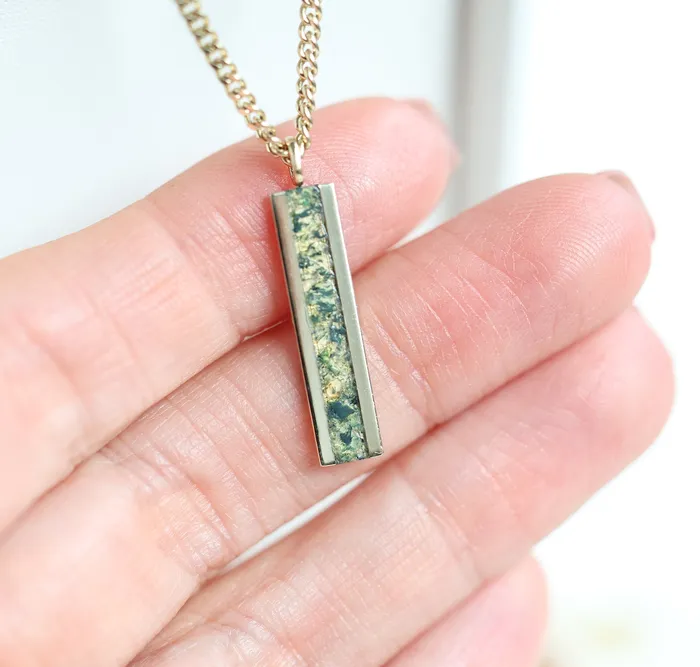 Moss Agate Mens Bar Necklace Capucinne Necklaces