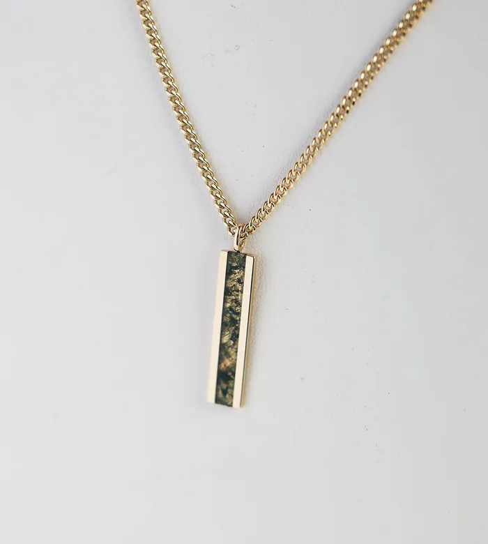 Moss Agate Mens Bar Necklace Capucinne Necklaces