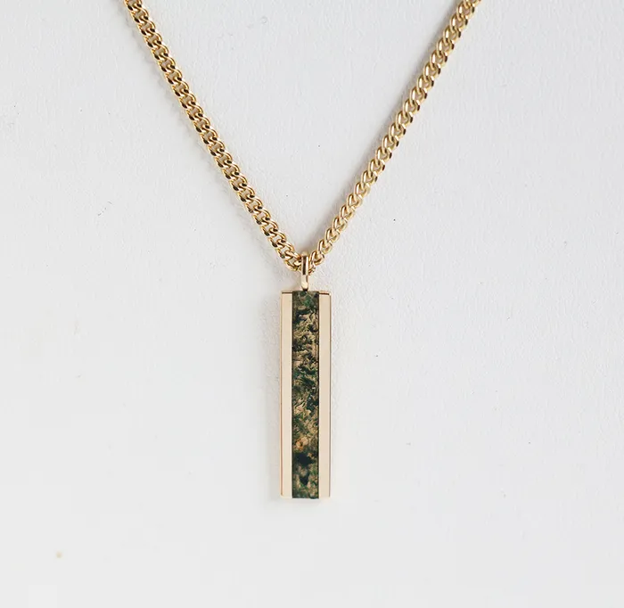 Moss Agate Mens Bar Necklace Capucinne Necklaces