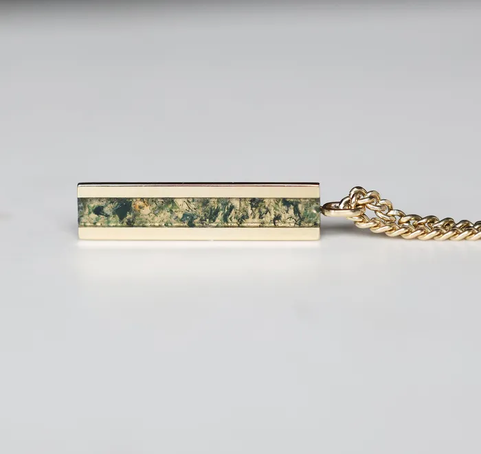 Moss Agate Mens Bar Necklace Capucinne Necklaces