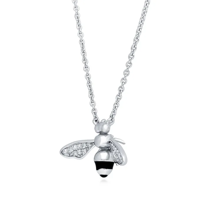 Necklaces BERRICLE Bee CZ Pendant Necklace in Sterling Silver