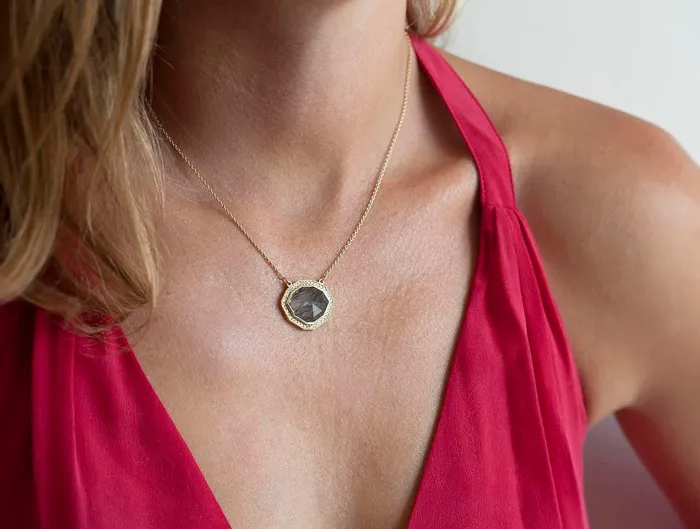 Necklaces Capucinne Halo Diamond Necklace Ooak Gemstone Necklace