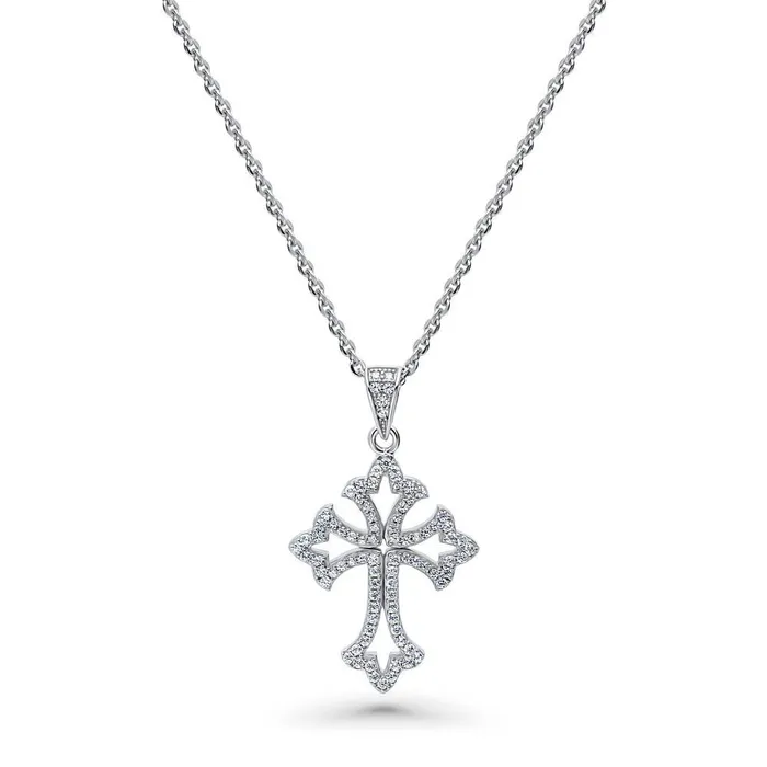 Necklaces Cross CZ Pendant Necklace in Sterling Silver BERRICLE