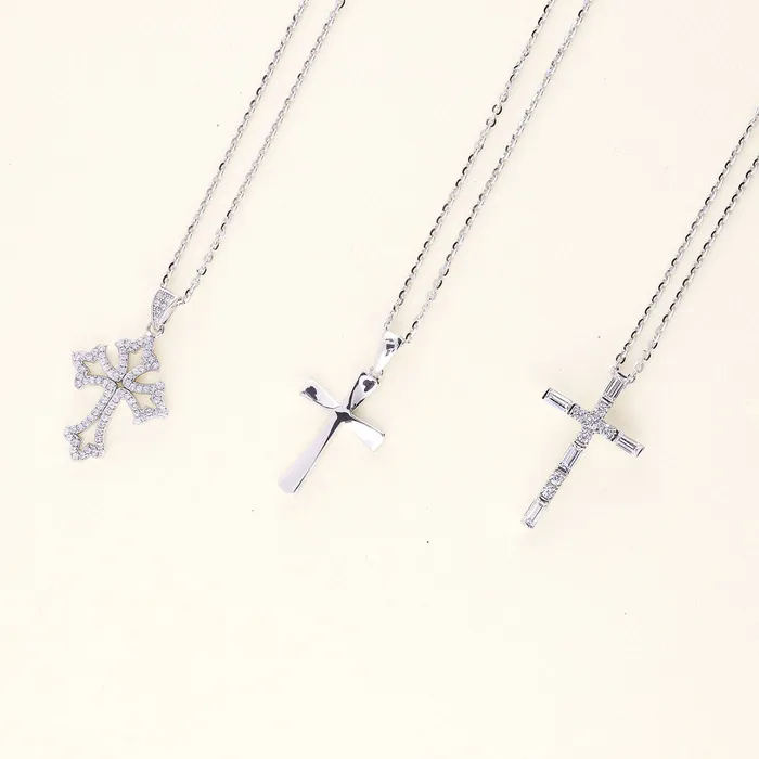 Necklaces Cross CZ Pendant Necklace in Sterling Silver BERRICLE