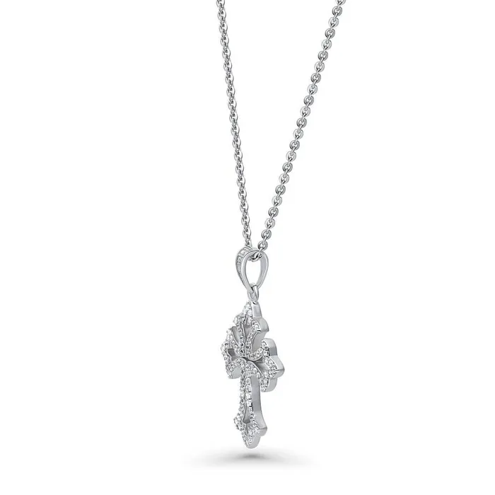 Necklaces Cross CZ Pendant Necklace in Sterling Silver BERRICLE