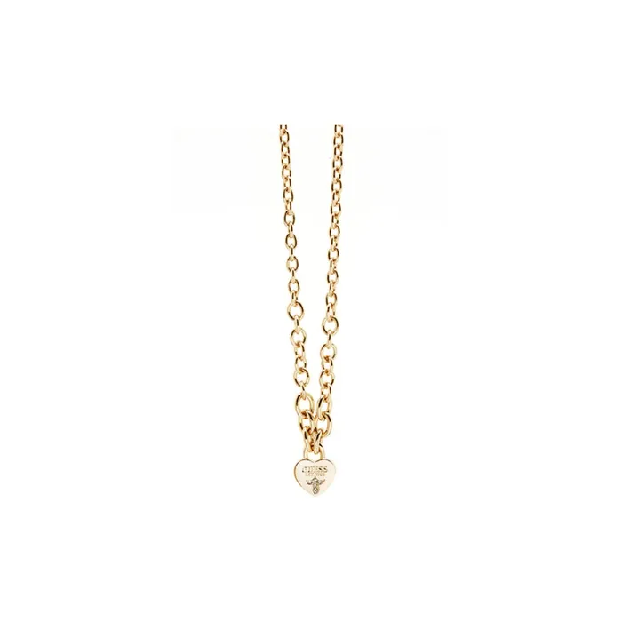 Necklaces Guess Guess Necklace Ip Gold With Stone Heart Design